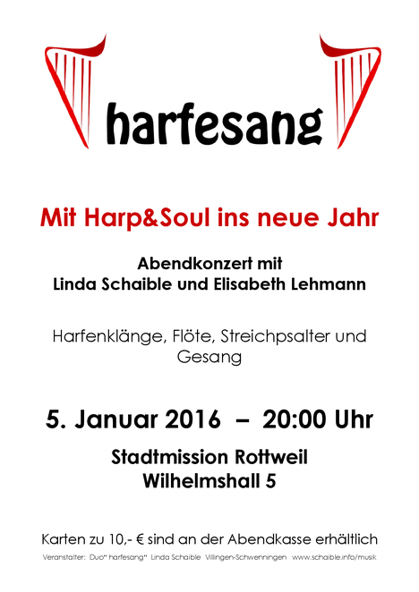 Plakat Abendkonzert Harp and Soul